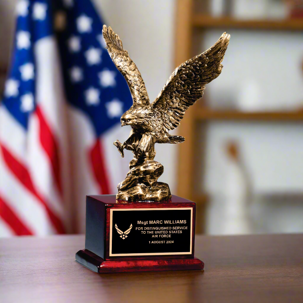 Military Appreciation Recognition Eagle Award, Antique Bronze Finished Eagle Trophy, Patriotic Award for Army, Navy, Air Force, Marines & Coast Guard