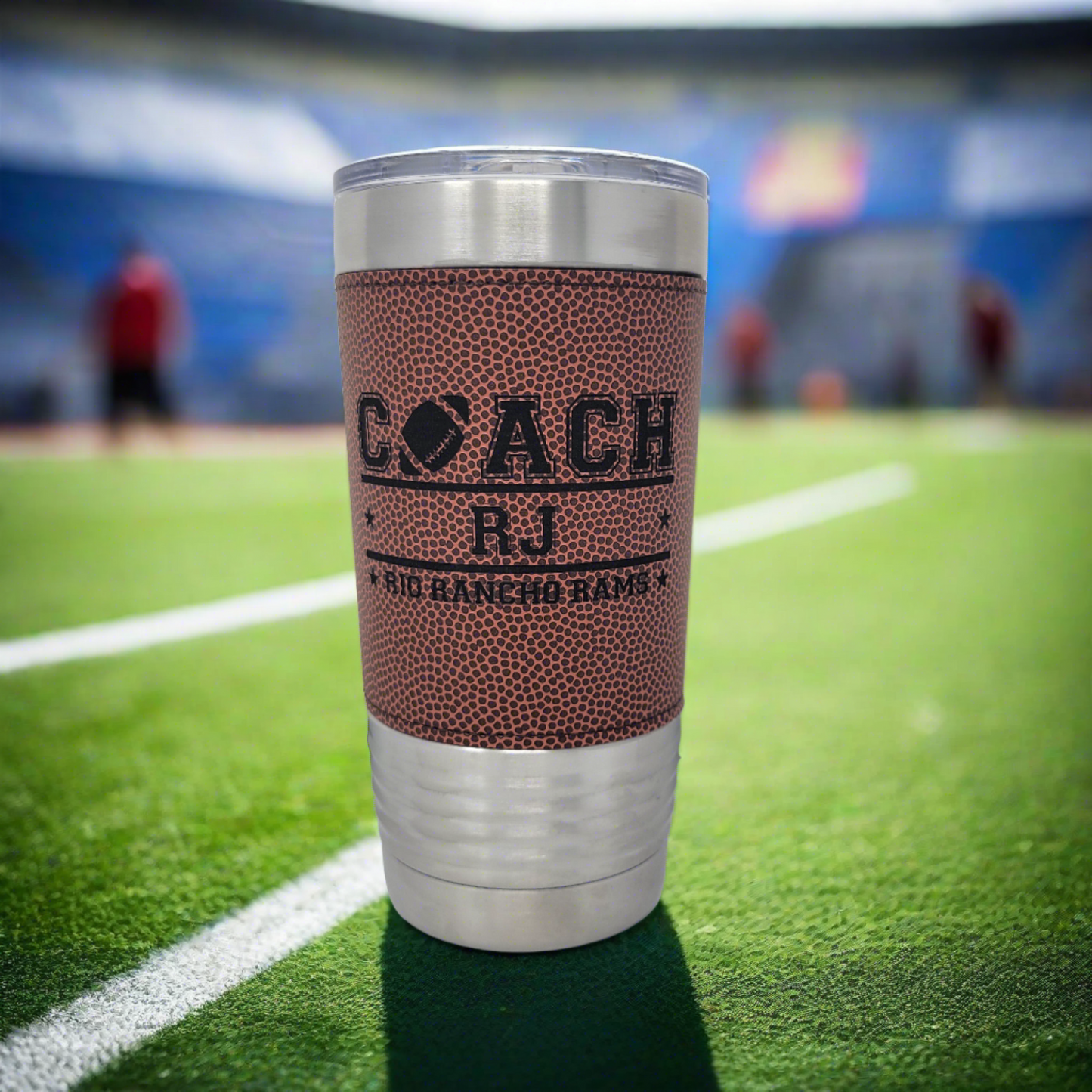 Football Coach Drink Tumbler, Gift for Football Coach, Personalized Coach Gift with Football Team Name, Real football Texture Drink Tumbler