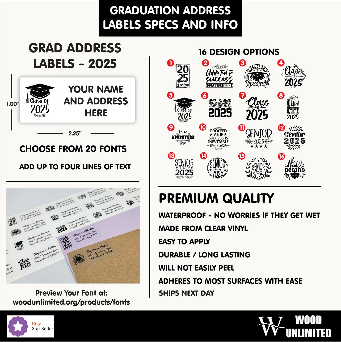 Graduation Return Address Labels - 2025 Graduation Stickers - Clear Personalized Return Address Labels, for Graduation Invitations
