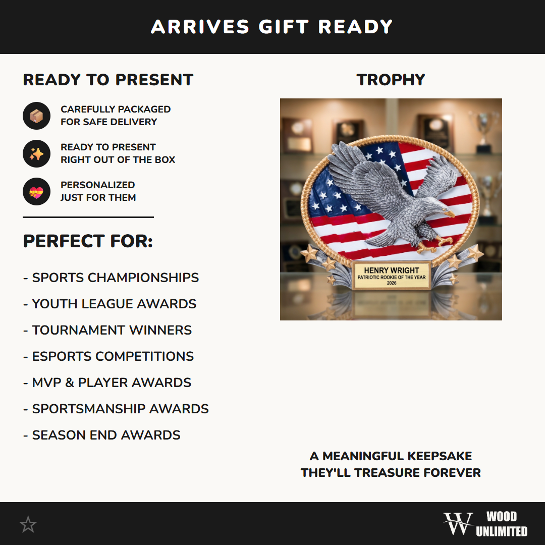 Eagle Award Trophy | Personalized | Custom Engraved | Achievement Gift | Team Banquet | Tournament Award | Recognition | Wood Unlimited