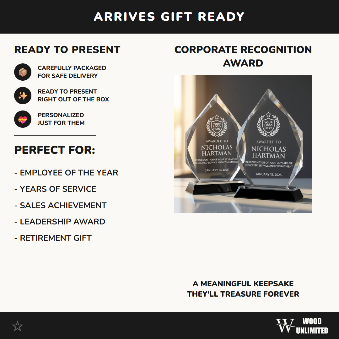 Personalized Employee Service Award | Custom Engraved Acrylic Plaque | Corporate Recognition Gift | 25 Year Work Anniversary Thank You