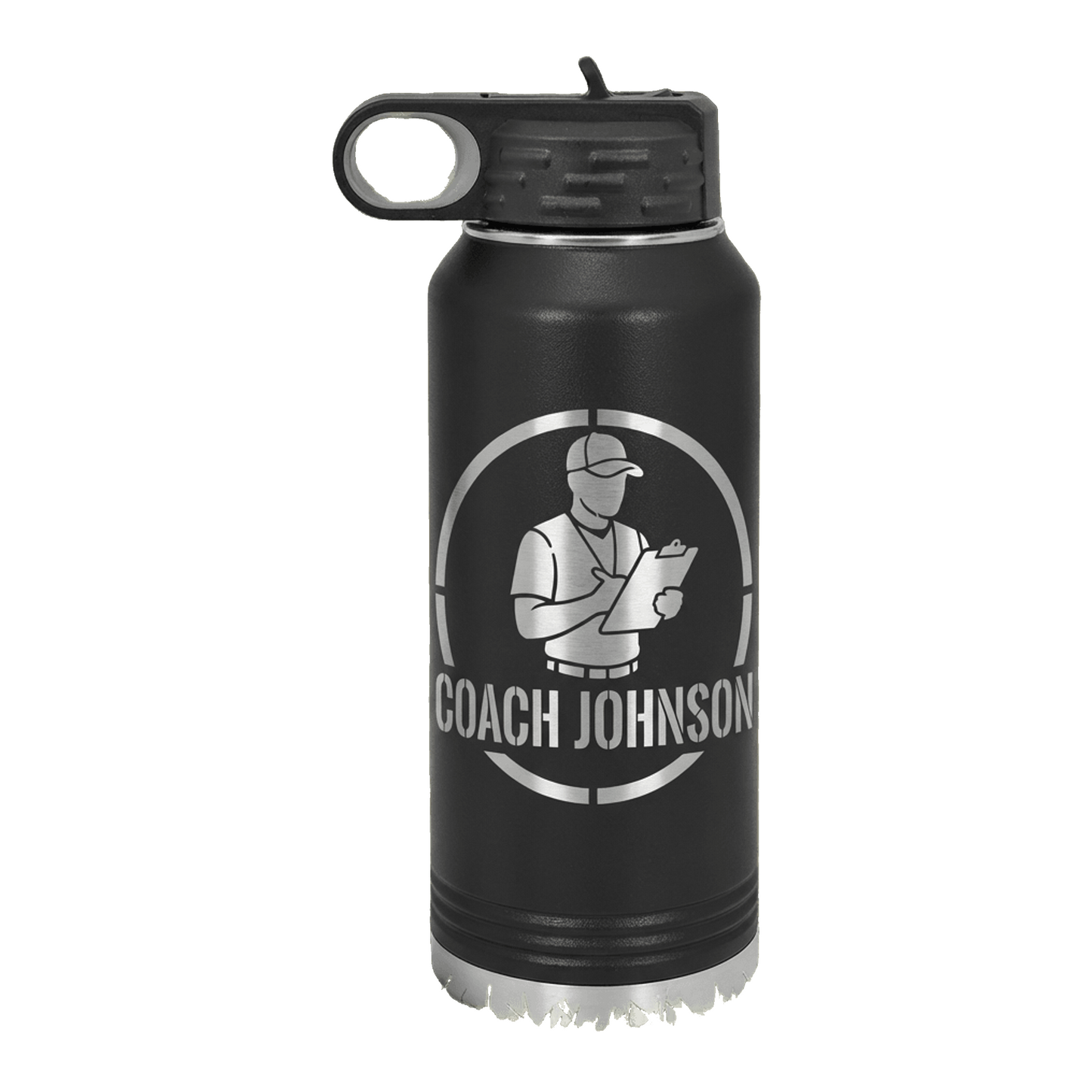 Personalized Baseball Coach Gift Water Bottle - Custom Engraved Team Thank You Present - Durable 32oz Hydration Bottle