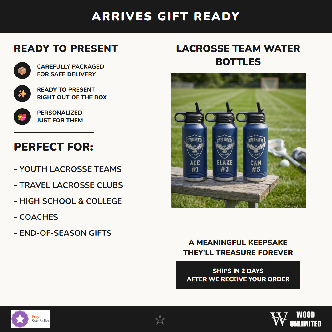 lacrosse team water bottle perfect gift youth travel high school college coaches