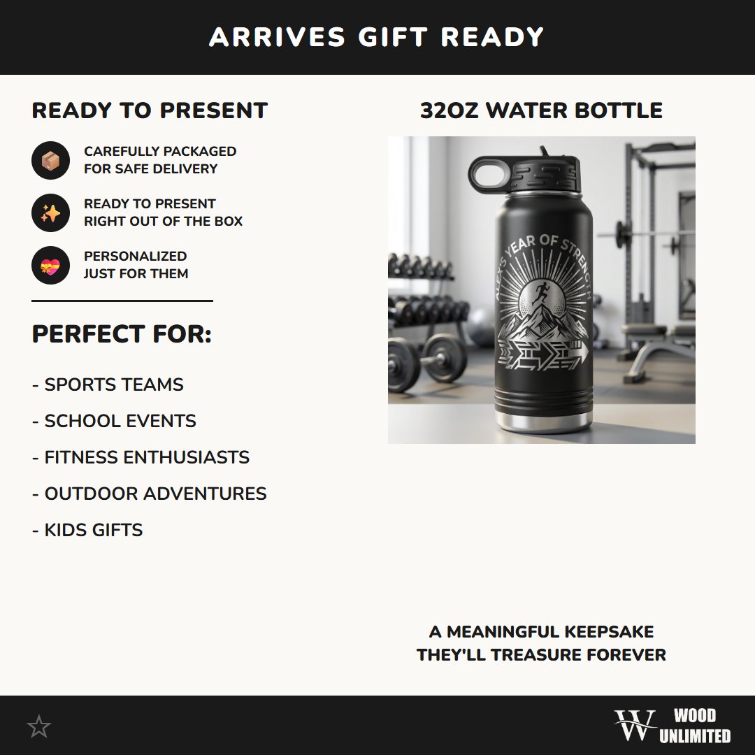 Personalized Motivational Runner Water Bottle - Custom Engraved Gift for Athletes & Achievers - Durable 32oz Bottle