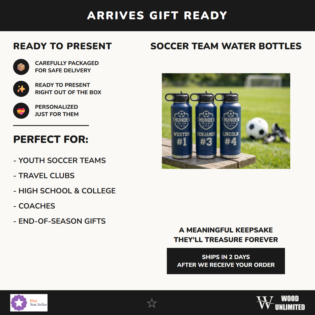 soccer team water bottle perfect gift youth travel high school college coaches