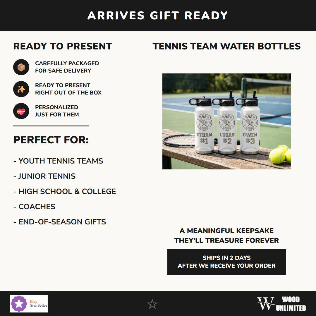 tennis team water bottle perfect gift youth junior high school college coaches
