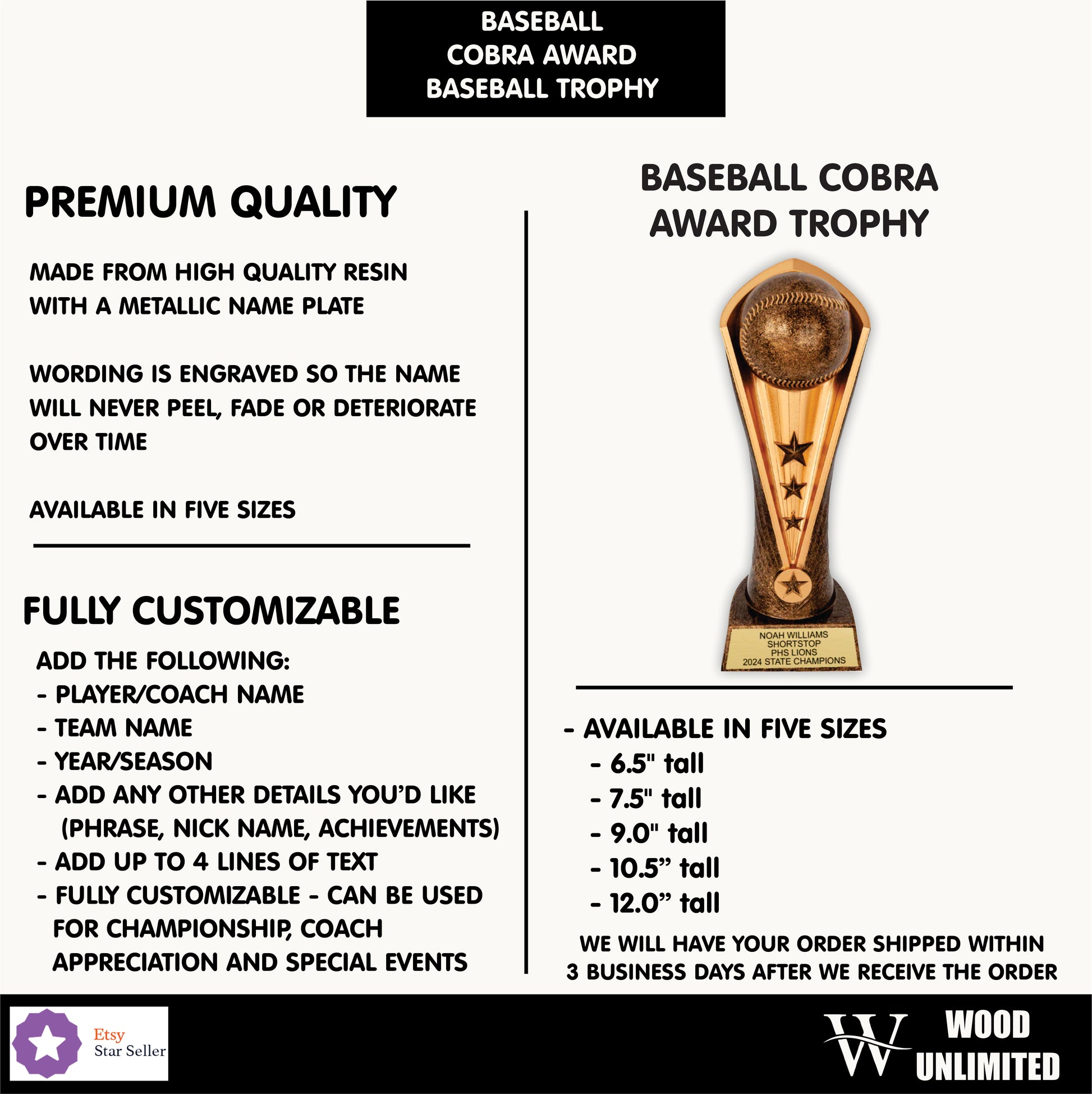 Personalized Baseball Trophy, Personalized Award for Baseball Players, Baseball Teams and Baseball Coaches