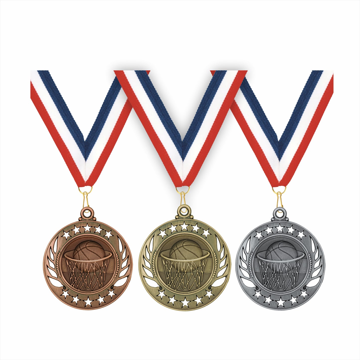 2 1/4" Antique Bronze, Silver or Gold Basketball Award Medal