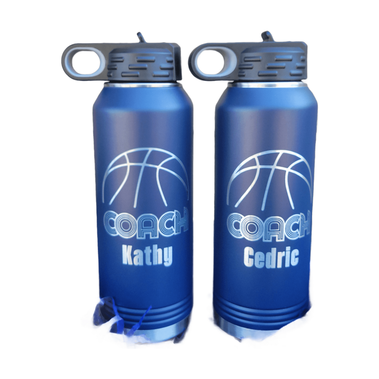 Personalized Basketball Water Bottles - Custom Engraved 32oz Stainless Steel Bottle, Personalized Coach Gift, Retro Design