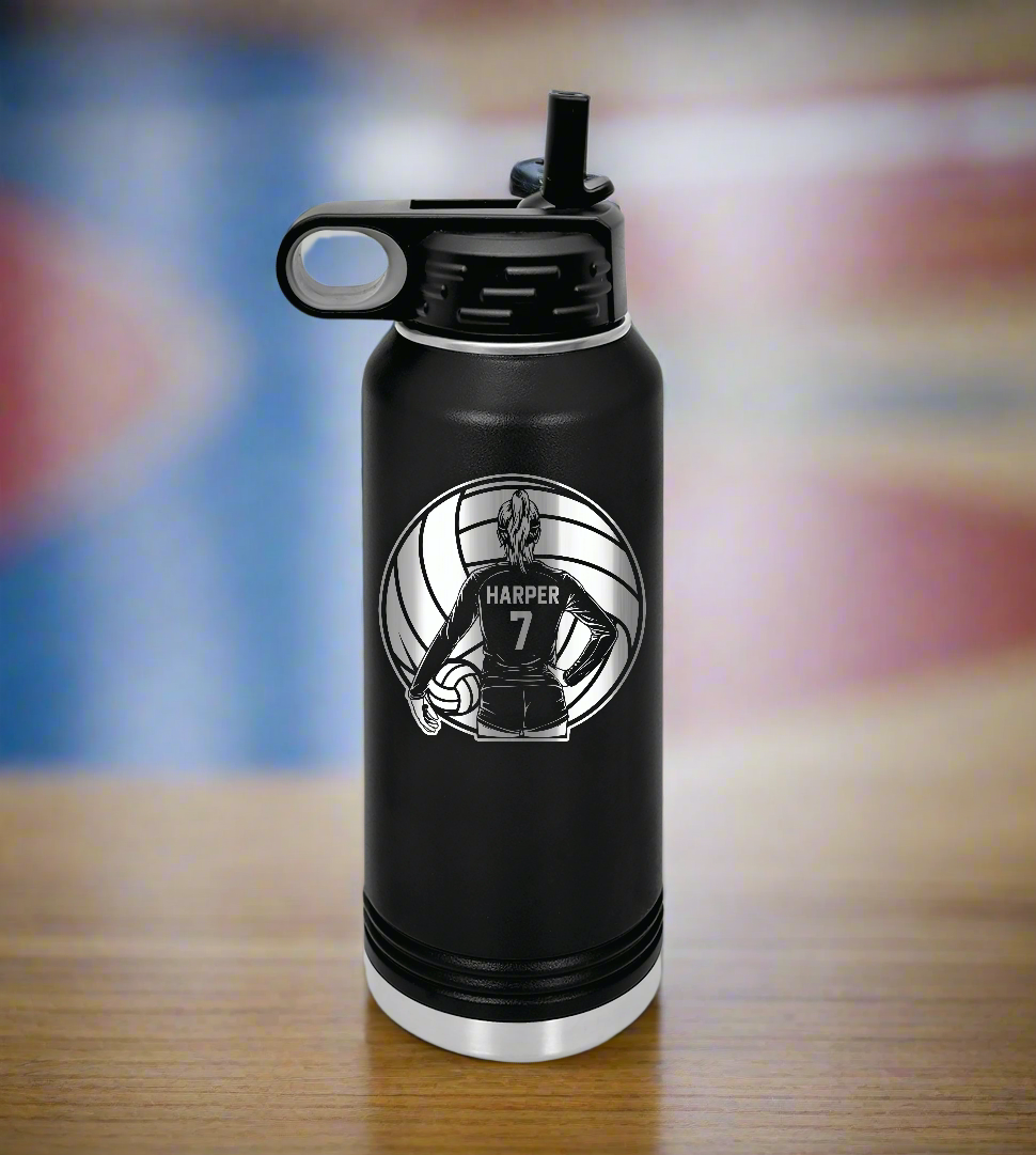 volleyball water bottle, personalized volleyball water bottle, custom volleyball team water bottles, volleyball player name water bottle, water bottle for volleyball player, team volleyball water bottle, engraved volleyball water bottle, volleyball coach gift water bottle, volleyball mom gift idea, custom water bottles for volleyball teams, volleyball tournament gift bottles, volleyball team logo water bottle, volleyball banquet gift, personalized volleyball tumbler, volleyball practice water bottle, volley