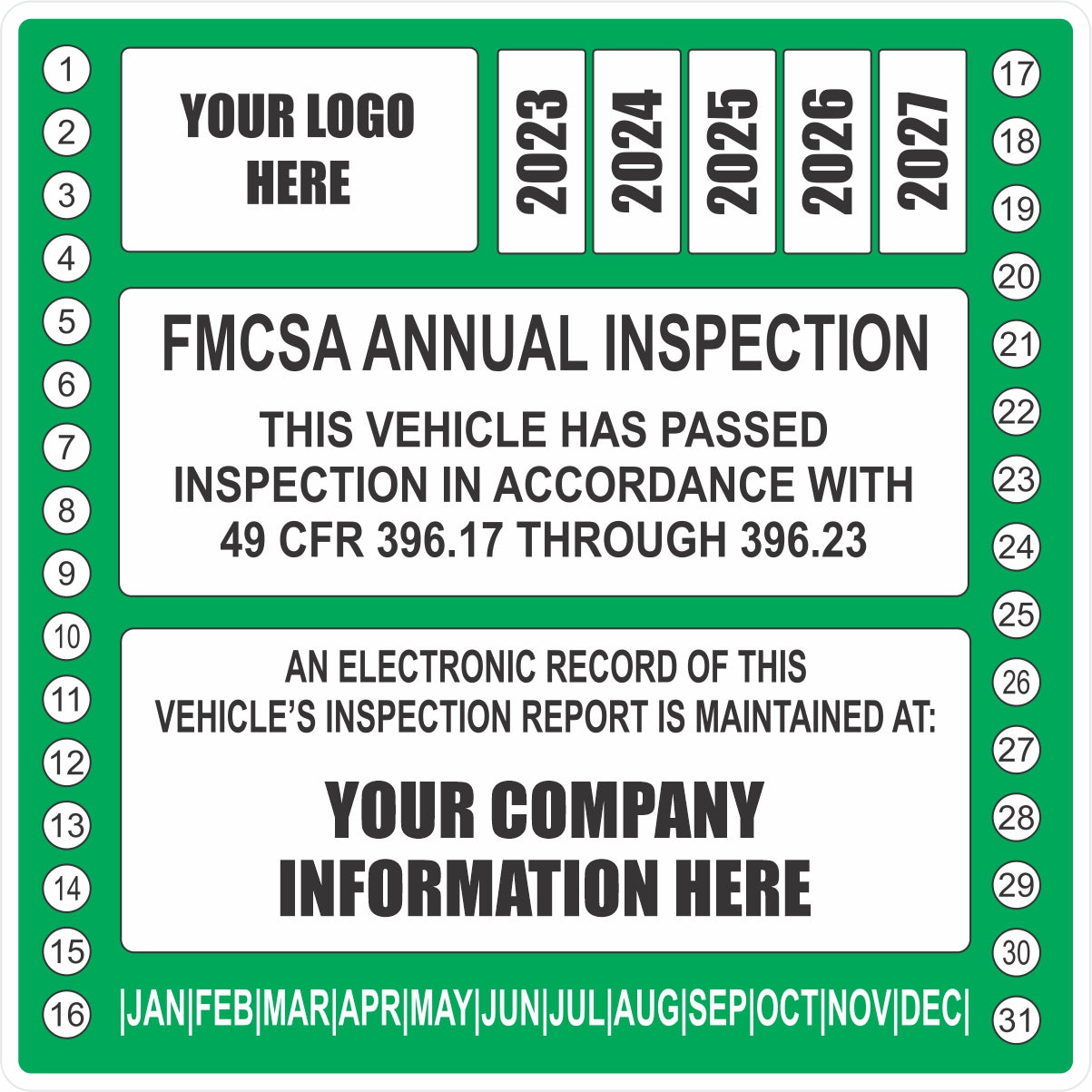 FHWA or FMCSA Inspection Labels for Annual Truck Inspections