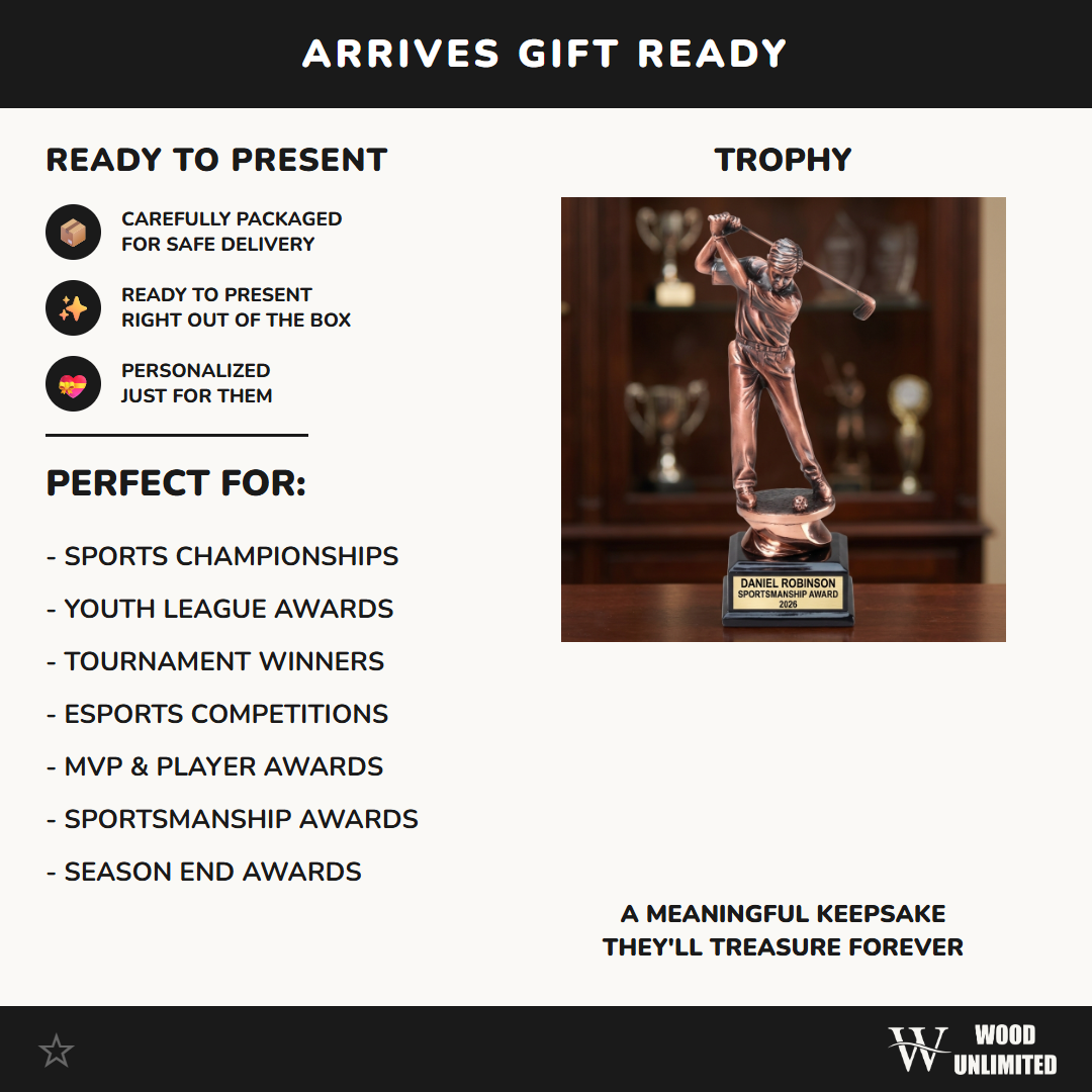 Golf Award Trophy | Personalized | Custom Engraved | Driver Golfer | Tournament Champion | Hole In One | Golf Gift