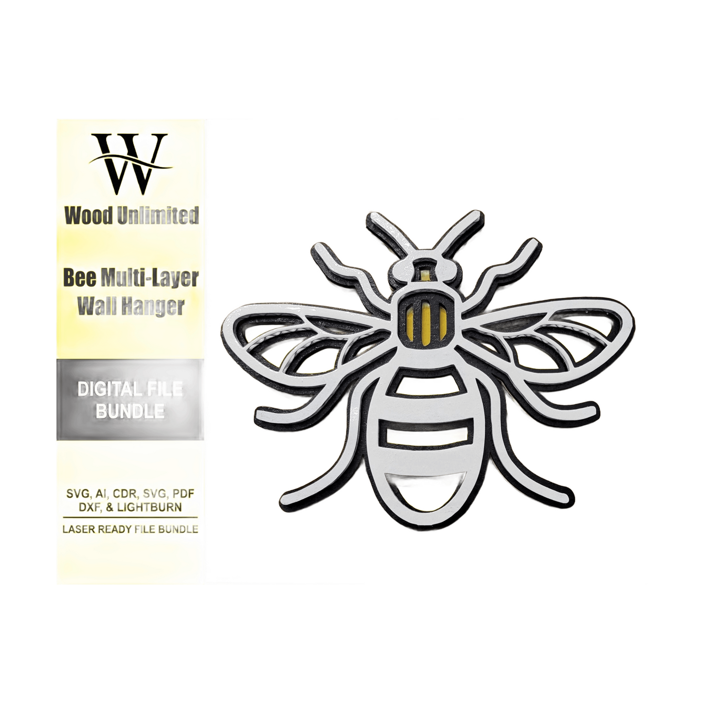 Bee Wall Decor Laser File Package - Digital File Bundle for Laser Cutters - SVG, AI, Lightburn, PDF, CorelDraw - Glowforge Ready -