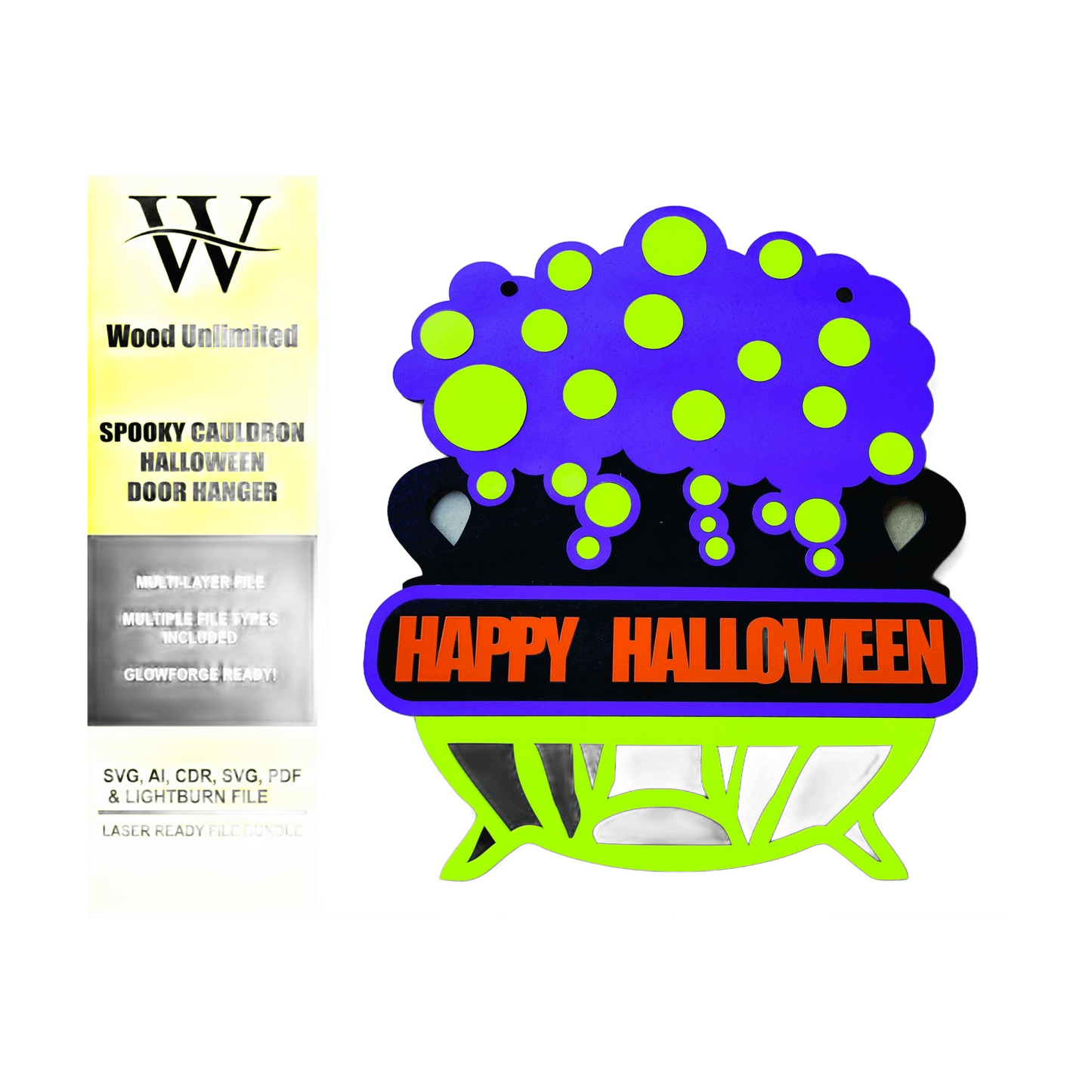 Laser Cut Halloween Hanger, Halloween Digital File Bundle for Laser Cutters, Glowforge Ready, Lightburn File, SVG, AI, Laser Cut File Bundle