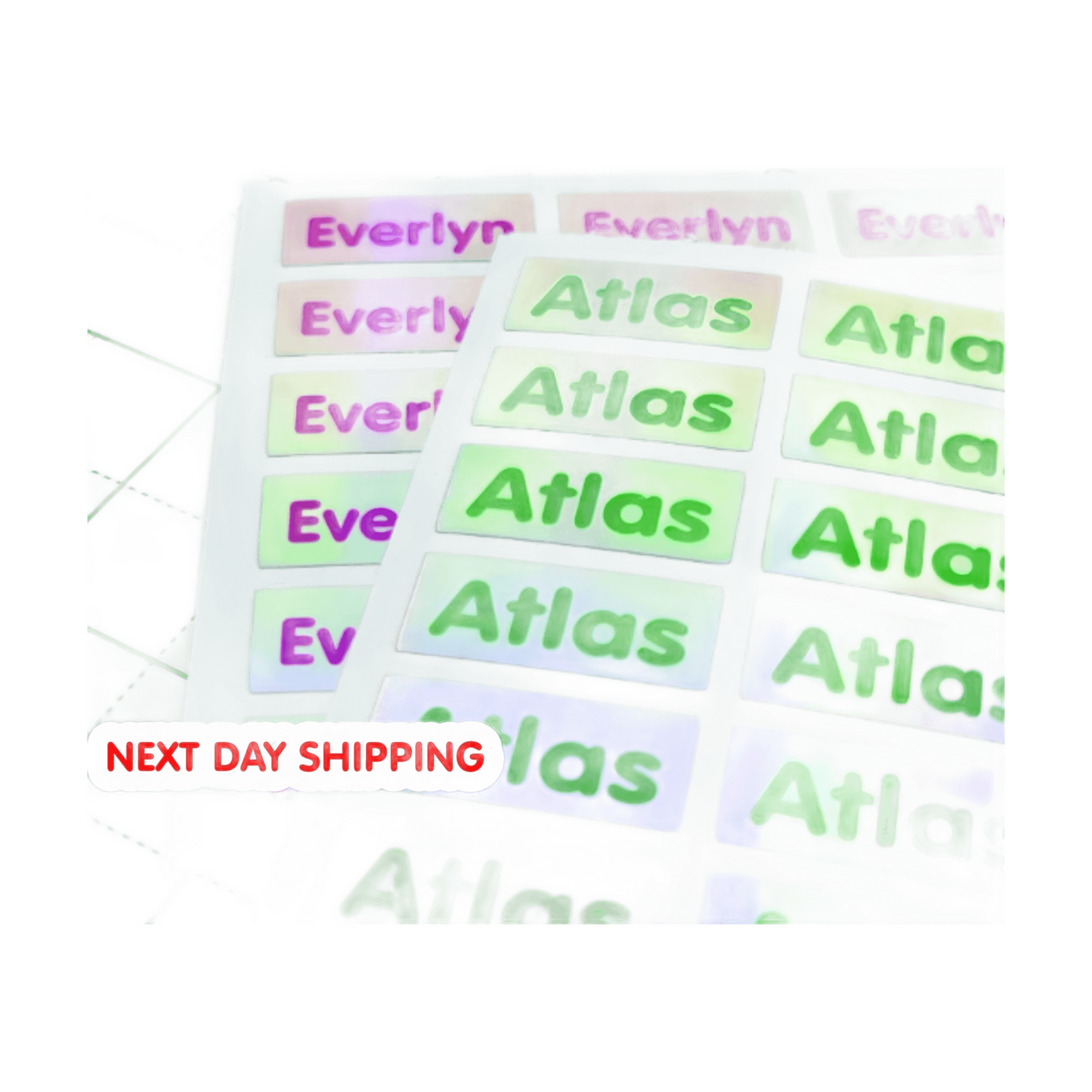 LONG NAME LABELS, Holographic Name Stickers Daycare Labels, School stickers, Full Color Labels, Waterproof Name Labels, Personalized Labels