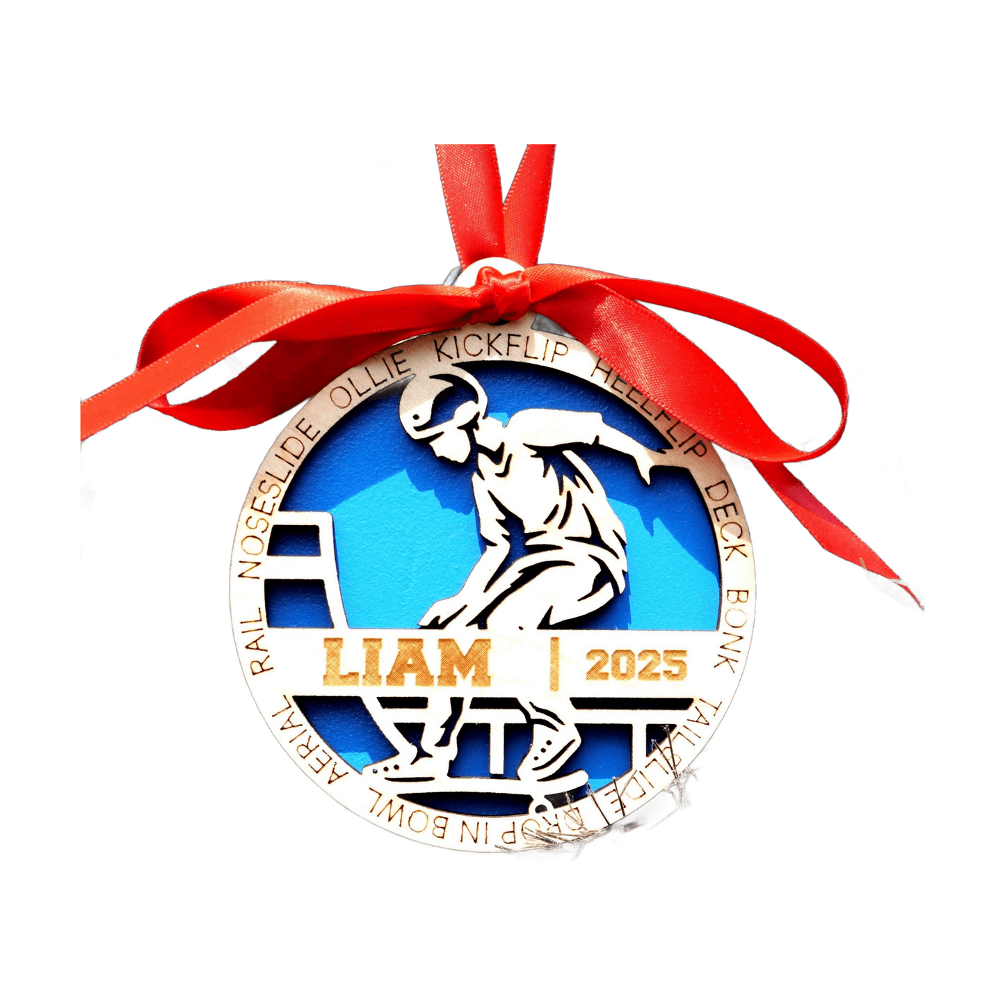 Personalized Skateboarder Christmas Ornament – Custom Skater Gift, Holiday Keepsake for Skateboard Fans and Street Riders