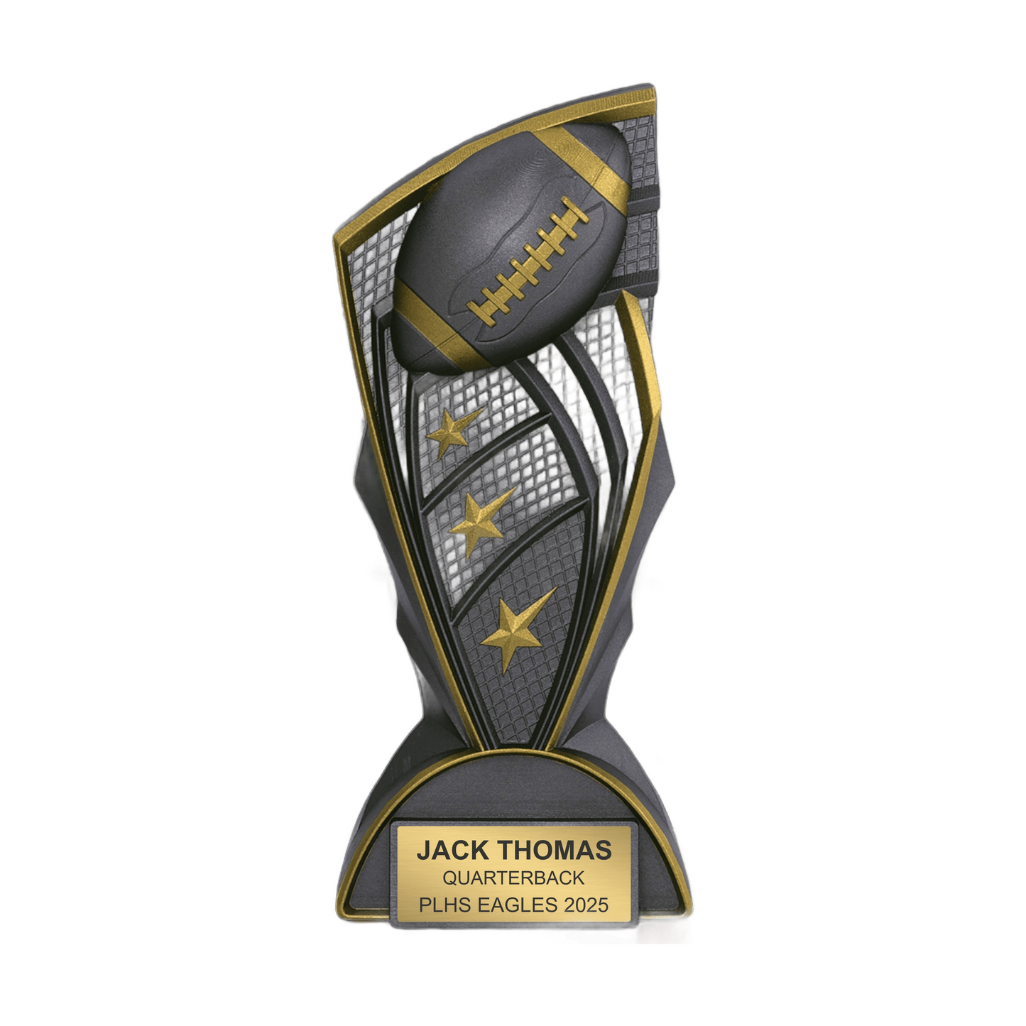 Football Trophy Graphite Finish – Custom Engraved Football Award for MVP, Champions, Fantasy Football, Youth & School Sports – 6.5”, 7.75”, 9” Sizes
