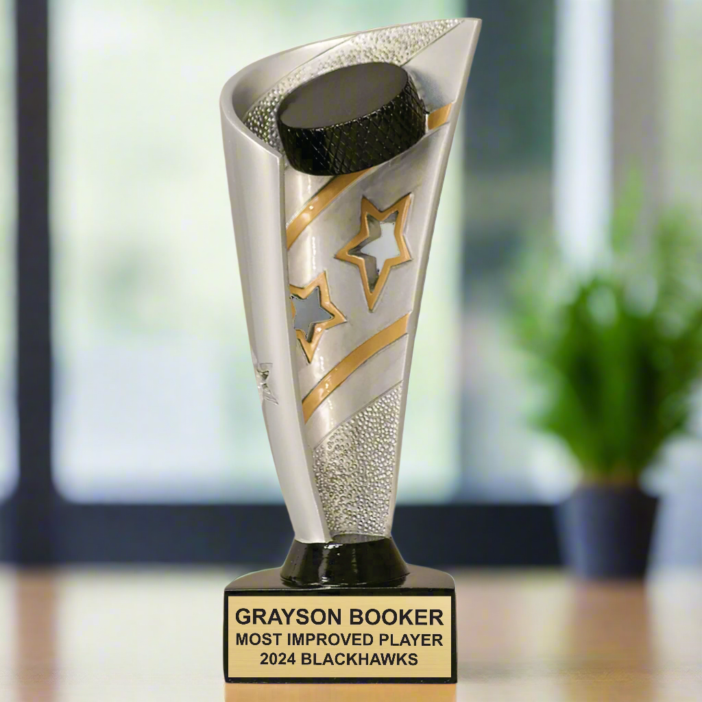 Personalized Hockey Player Trophy, Banner Style Hockey Award for Hockey Players, Coaches and Hockey Teams