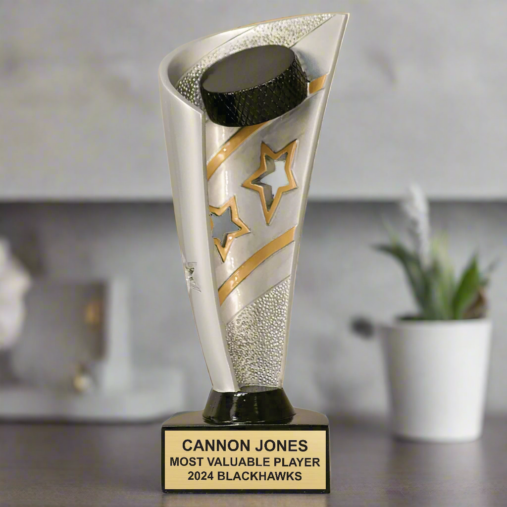 Personalized Hockey Player Trophy, Banner Style Hockey Award for Hockey Players, Coaches and Hockey Teams
