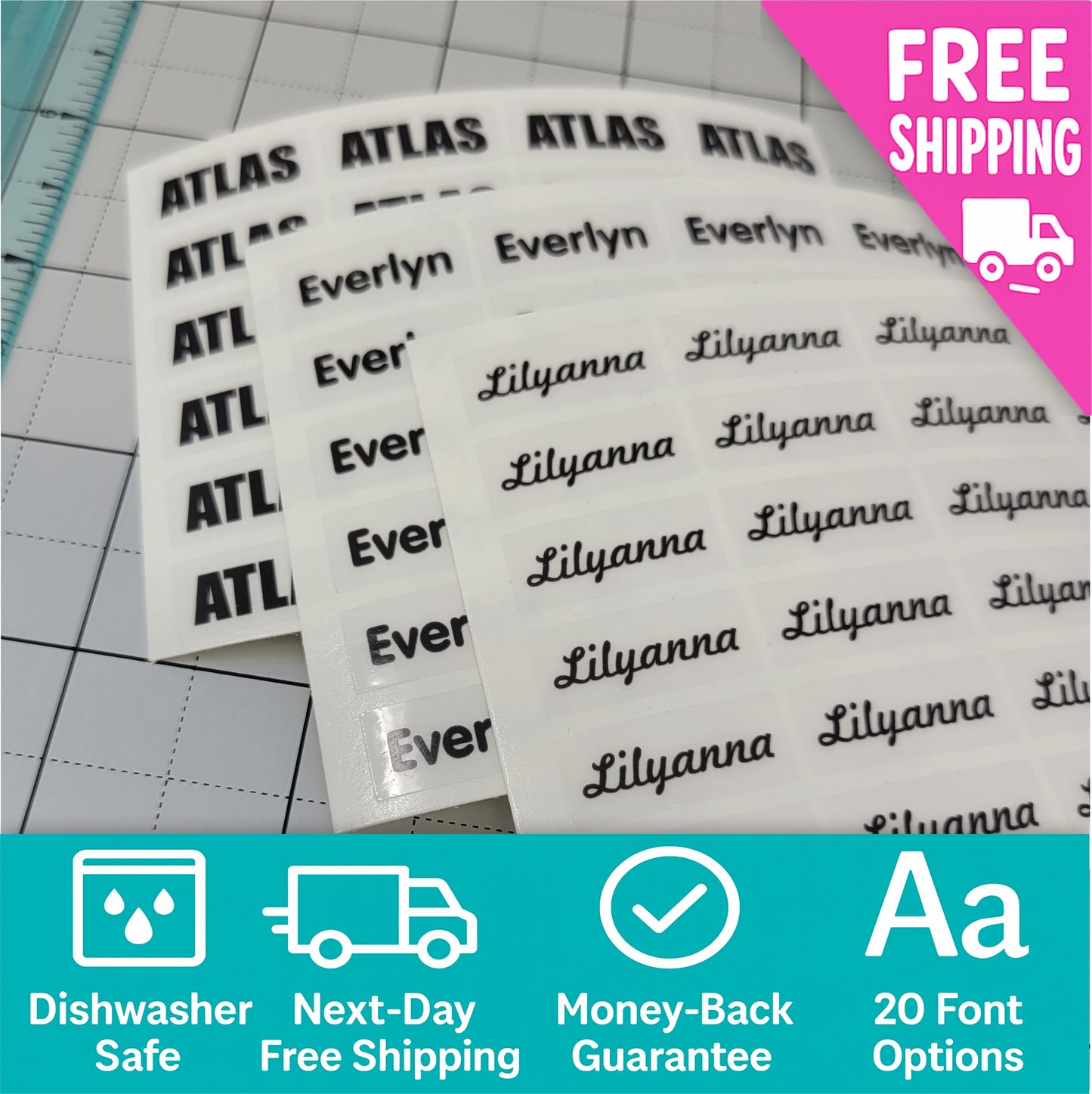 LONG NAME STICKERS, Clear Name Labels Daycare Labels, School Stickers, Clear Labels Waterproof Name Labels, Personalized Labels