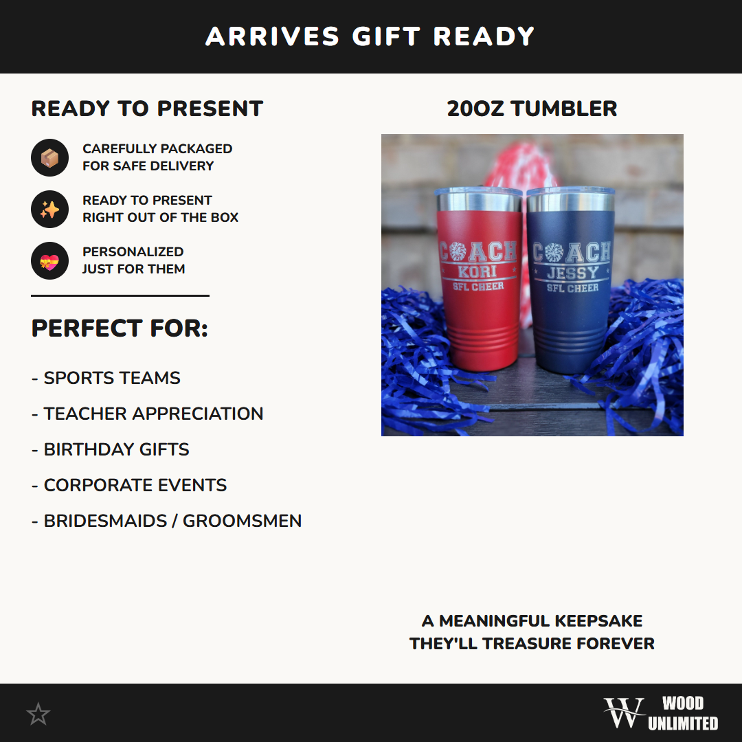 Personalized Cheer Coach Tumbler! Insulated Drink Tumbler Personalized For Cheer Coach! 20oz Cheer Coach Gift!
