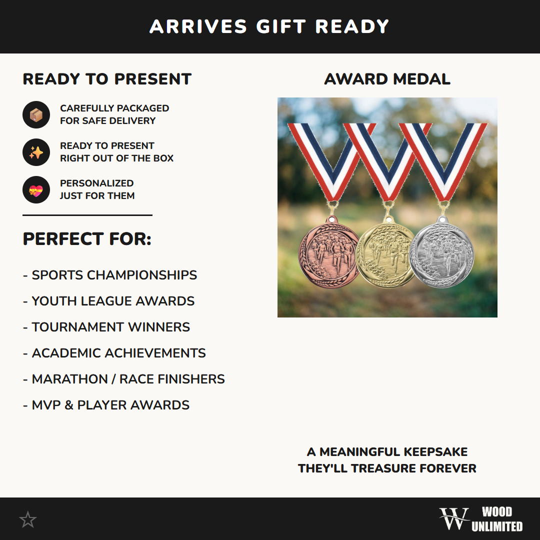Personalized Cross Country Medals with Neck Ribbon - Gold Silver Bronze - Custom Engraved