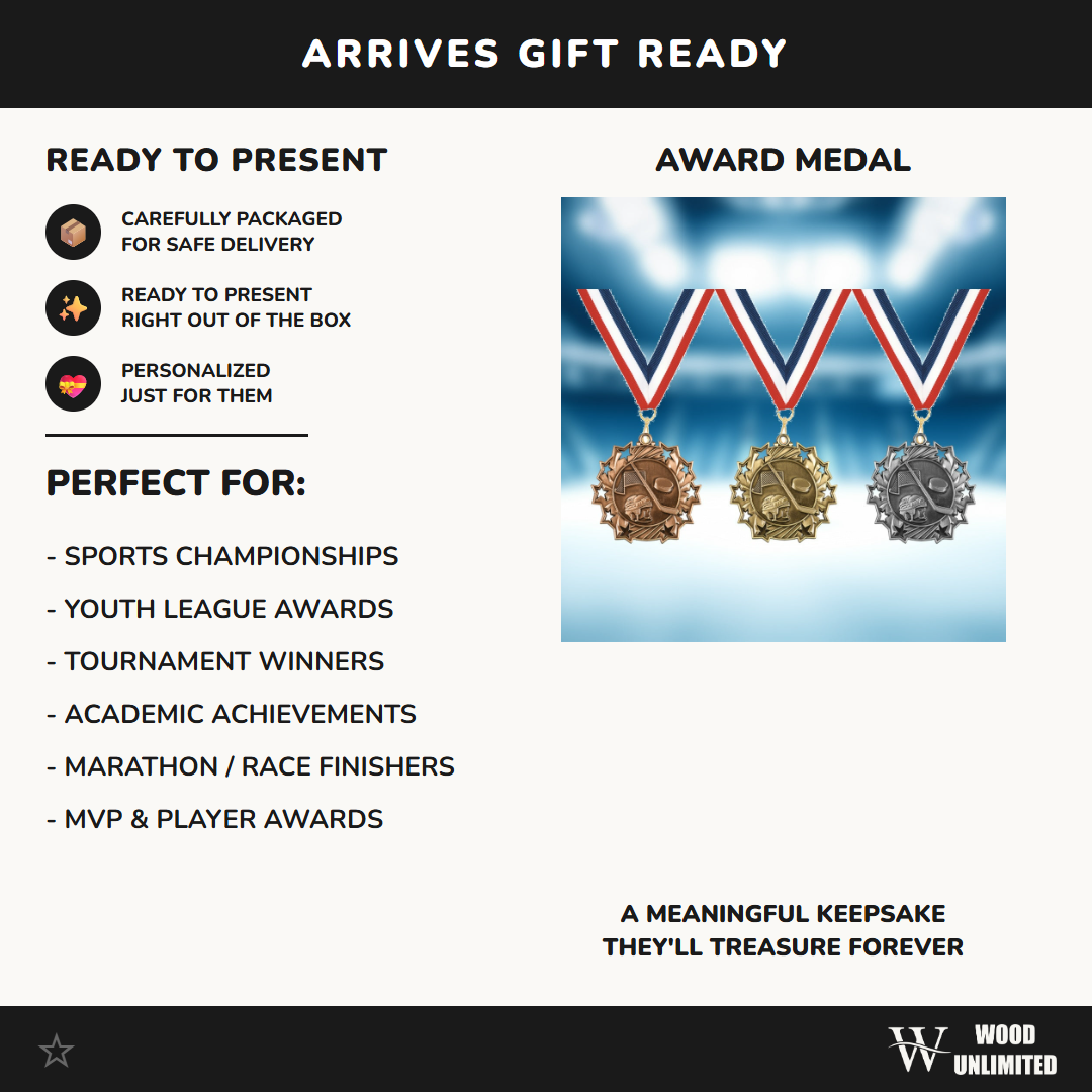 Personalized Hockey Team Medals, Hockey Player Medallions with Neck Ribbon, Hockey Player Awards for Players and Coaches