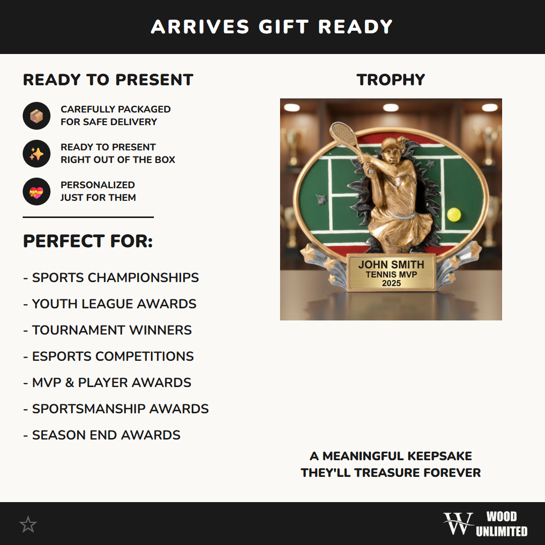 Personalized | Tennis Award | Custom Engraved | Tennis Trophy | Personalized Award | Engraved Gift | Female Player | MVP Award