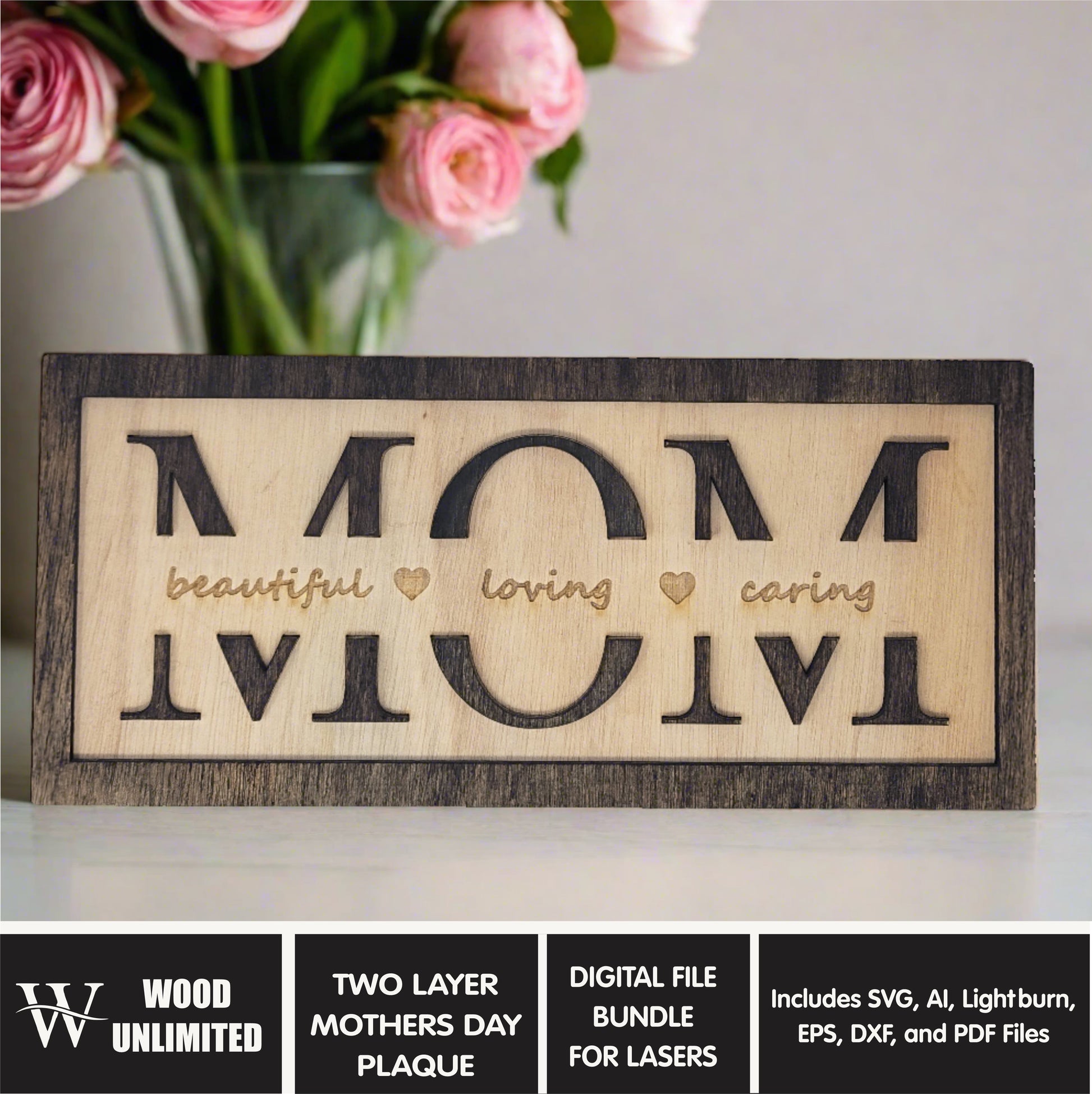Laser Cut Digital Download, Laser Cut file bundle for mothers day, mom plaque laser cut file bundle for laser engravers and laser cutters,