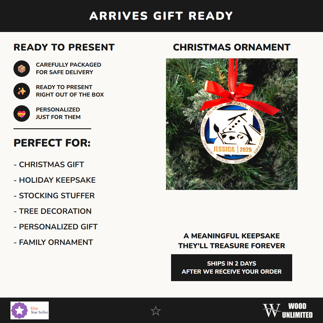 Personalized Artist Christmas Ornament – Gift for Artist, Painter, Designer, Gift for Art Enthusiast, Art Student Gift - I...