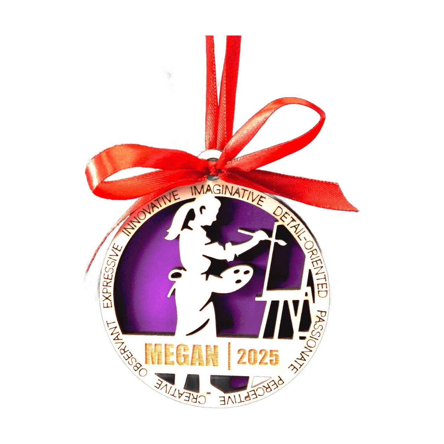 Personalized Artist Christmas Ornament – Gift for Female Artist or Painter, Designer