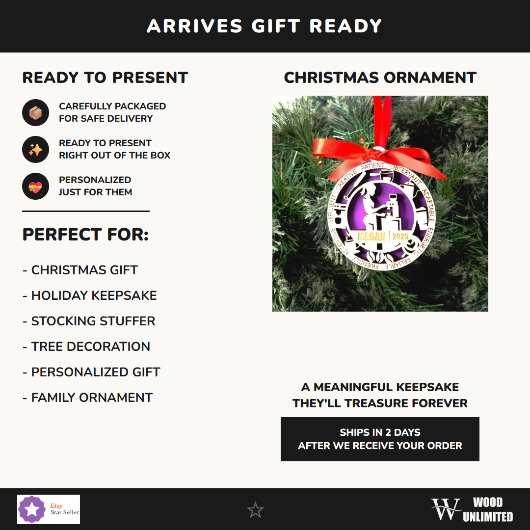 Personalized Barista Christmas Ornament – Gift for Female Barista or Cafe Worker, Coffee Lover, Coffee Bar Worker Gift - I...