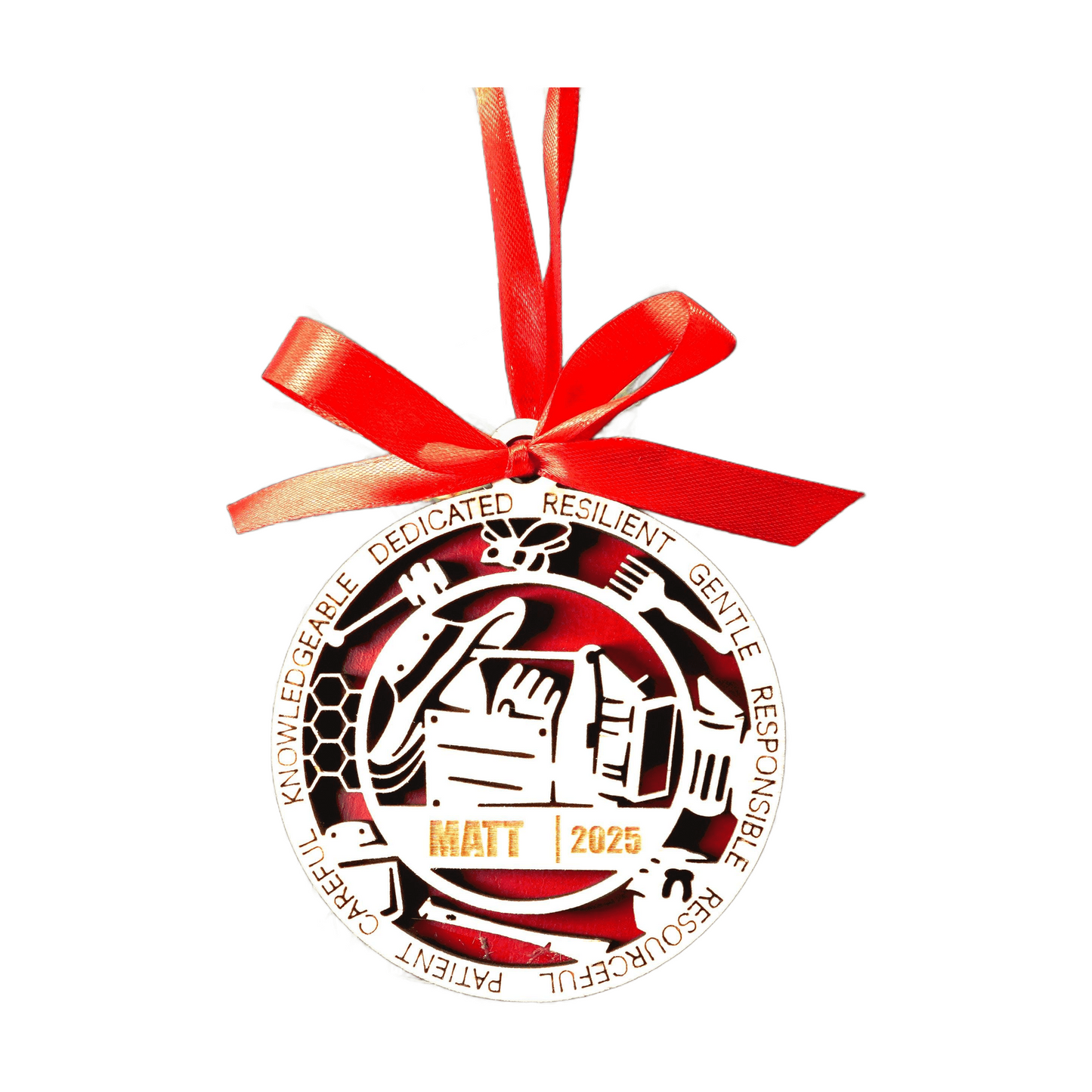 Personalized Beekeeper Christmas Ornament – Gift for Beekeeper, Apiarist, Honey Maker, Bee Keeping Holiday Ornament