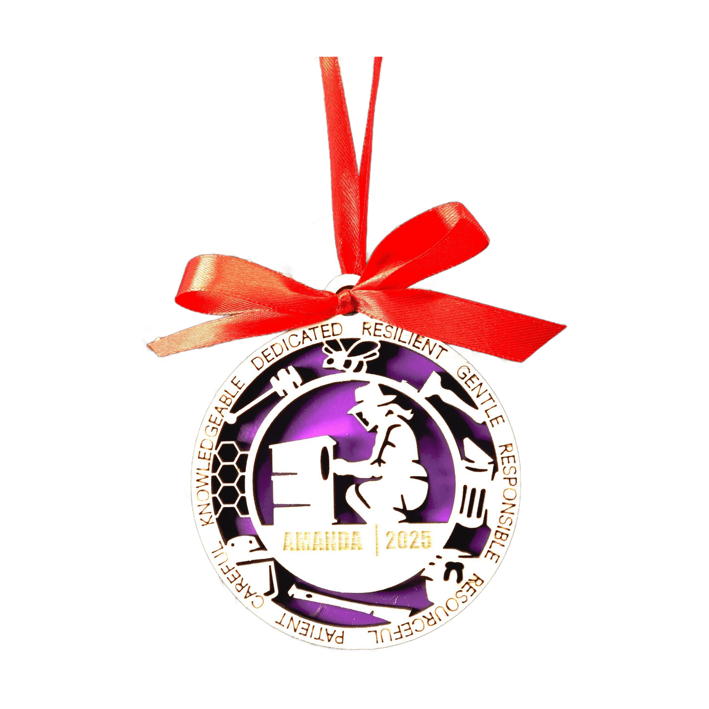 Personalized Beekeeper Christmas Ornament – Gift for Female Beekeeper or Apiarist, Honey Maker, Bee Keeper Gift