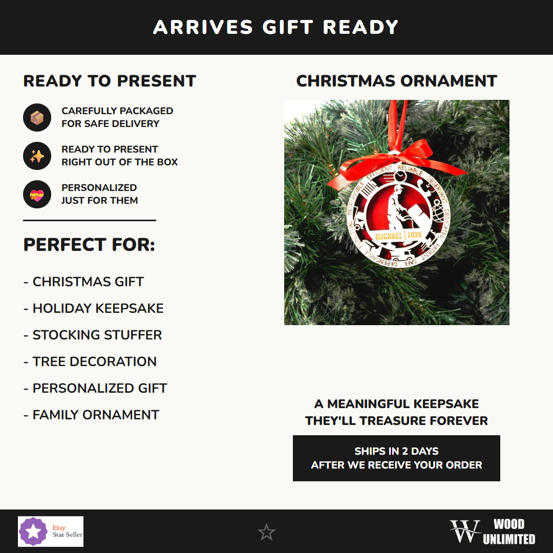 Personalized Delivery Person Christmas Ornament – Gift for Male Delivery Person or Courier, Driver, Postal Worker Ornament...