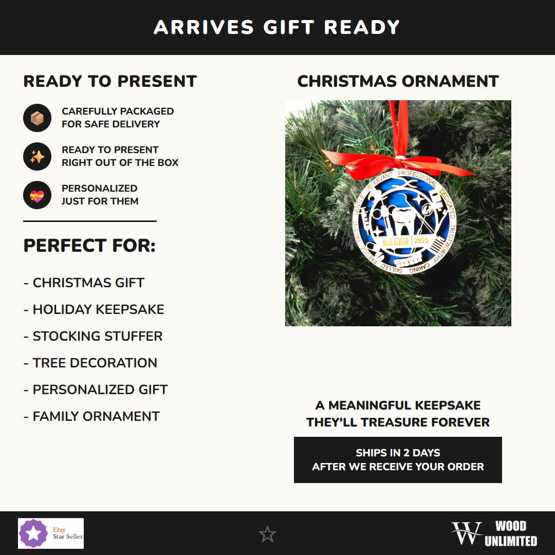 Personalized Dentist Christmas Ornament – Gift for Dentist, Dental Hygienist, Orthodontist, Dental Assistant Gift - Image ...