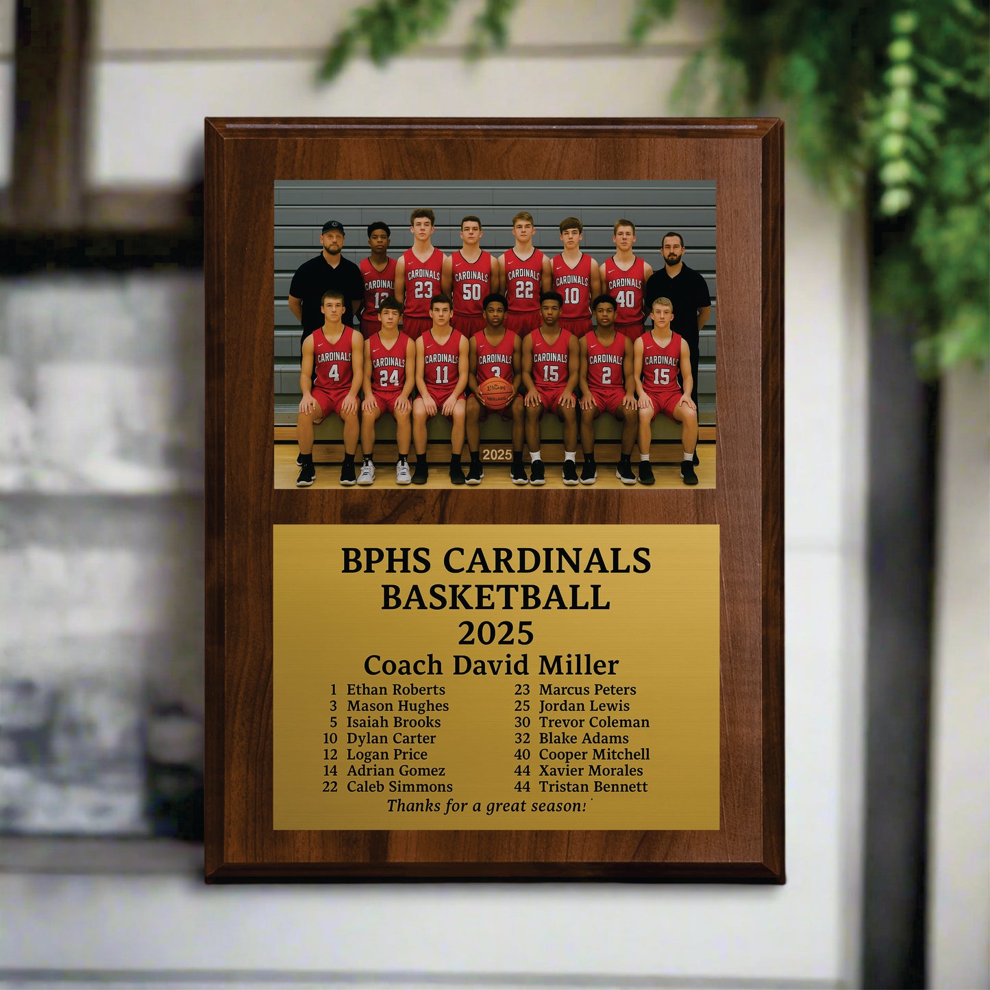 Personalized Basketball Coach Photo Plaque – Custom Engraved Gold Plate Award, Slide-In Team Picture Gift, Basketball Coach Appreciation Keepsake