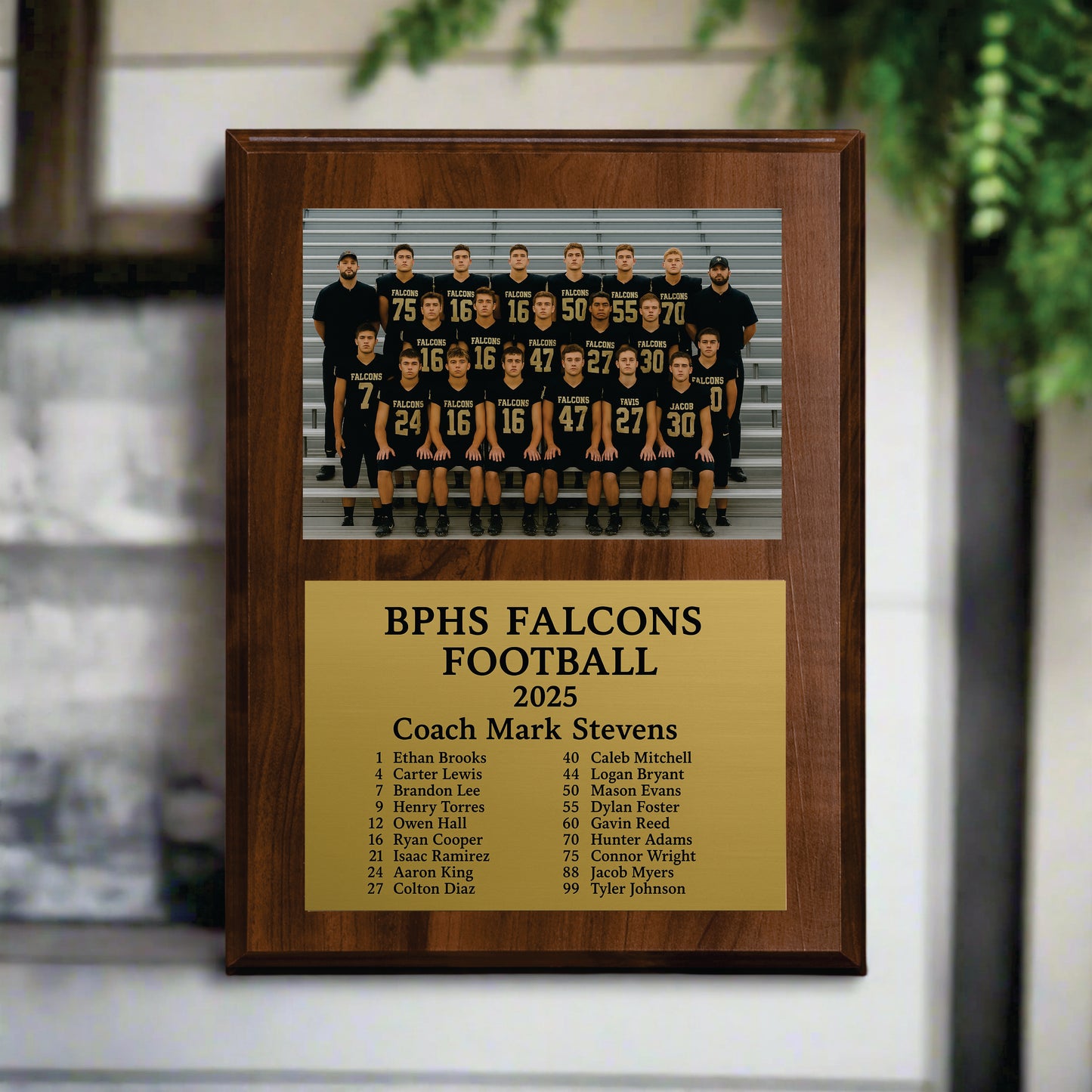 Personalized Football Coach Photo Plaque – Custom Engraved Gold Plate Award, Slide-In Team Picture Gift, Football Coach Appreciation Keepsake