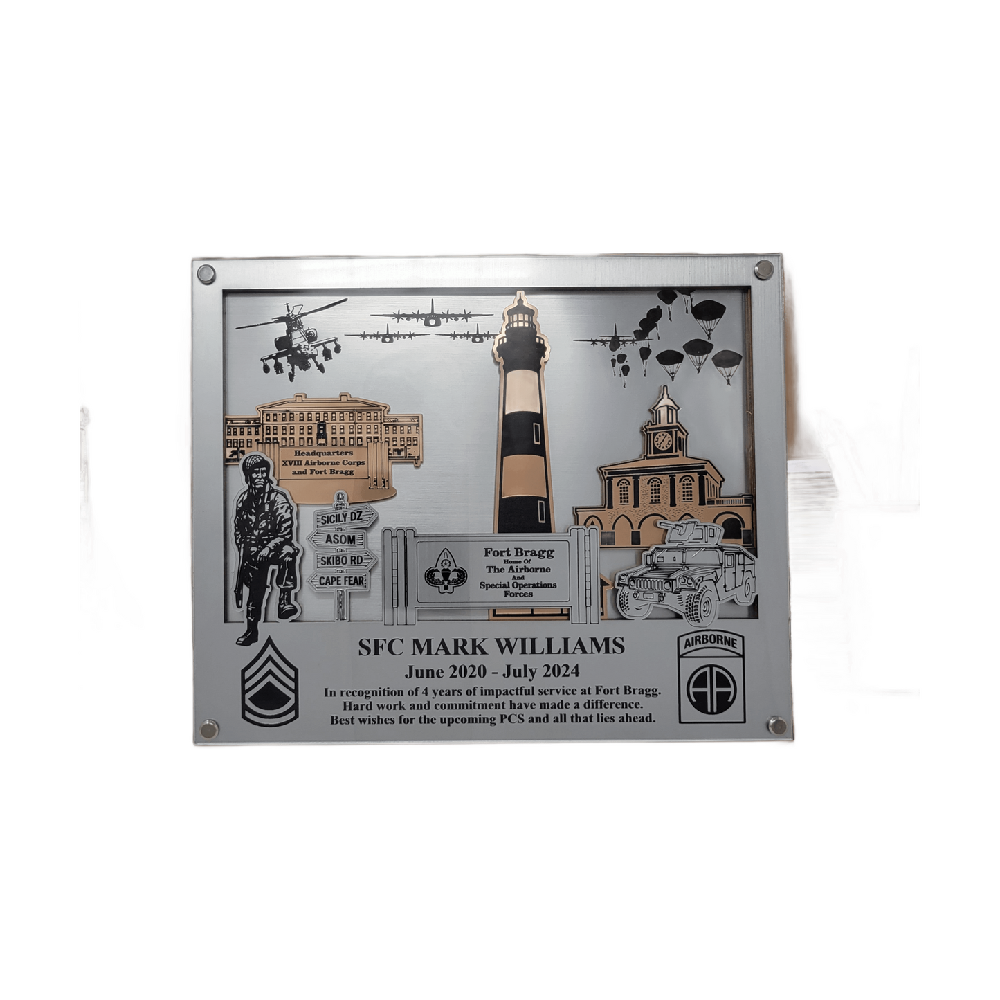 Personalized Fort Bragg PCS Gift – Custom Army Farewell Plaque | US Army Going Away Gift | Fort Liberty Military Transfer Keepsake