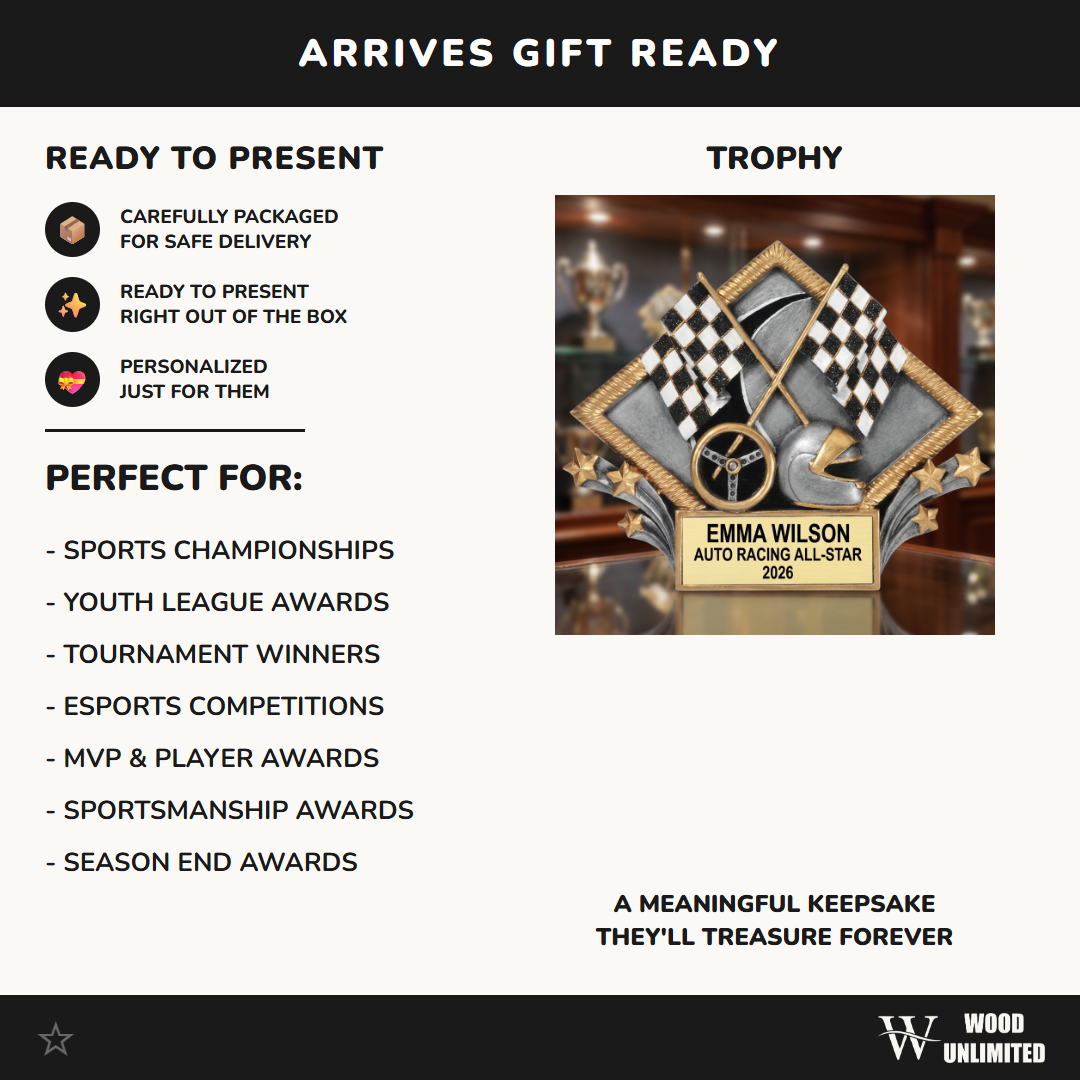 Sports Award Trophy | Personalized | Custom Engraved | Racing Diamond Plate | Team Gift | Achievement | Champion
