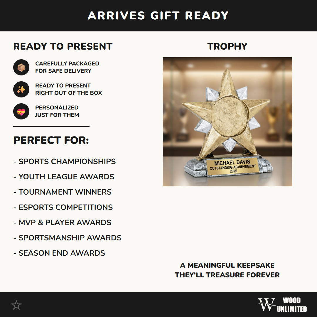 Personalized | Achievement Award | Custom Engraved | Star | Trophy | Award | Engraved | Custom | Recognition | MVP | Gift