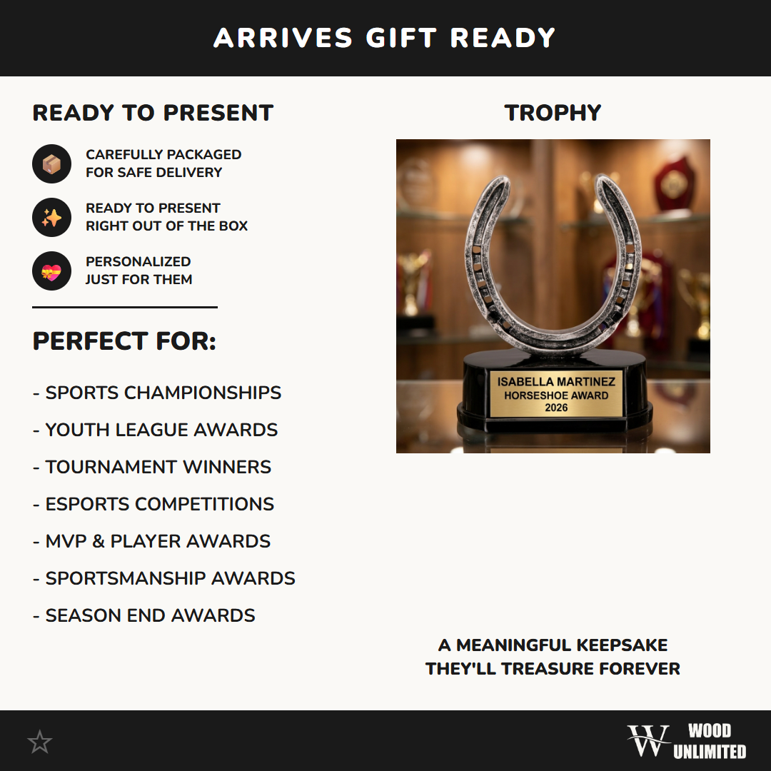 Horseshoe Trophy Award | Personalized | Custom Engraved | Champion | MVP | Ringer | Tournament | Gift