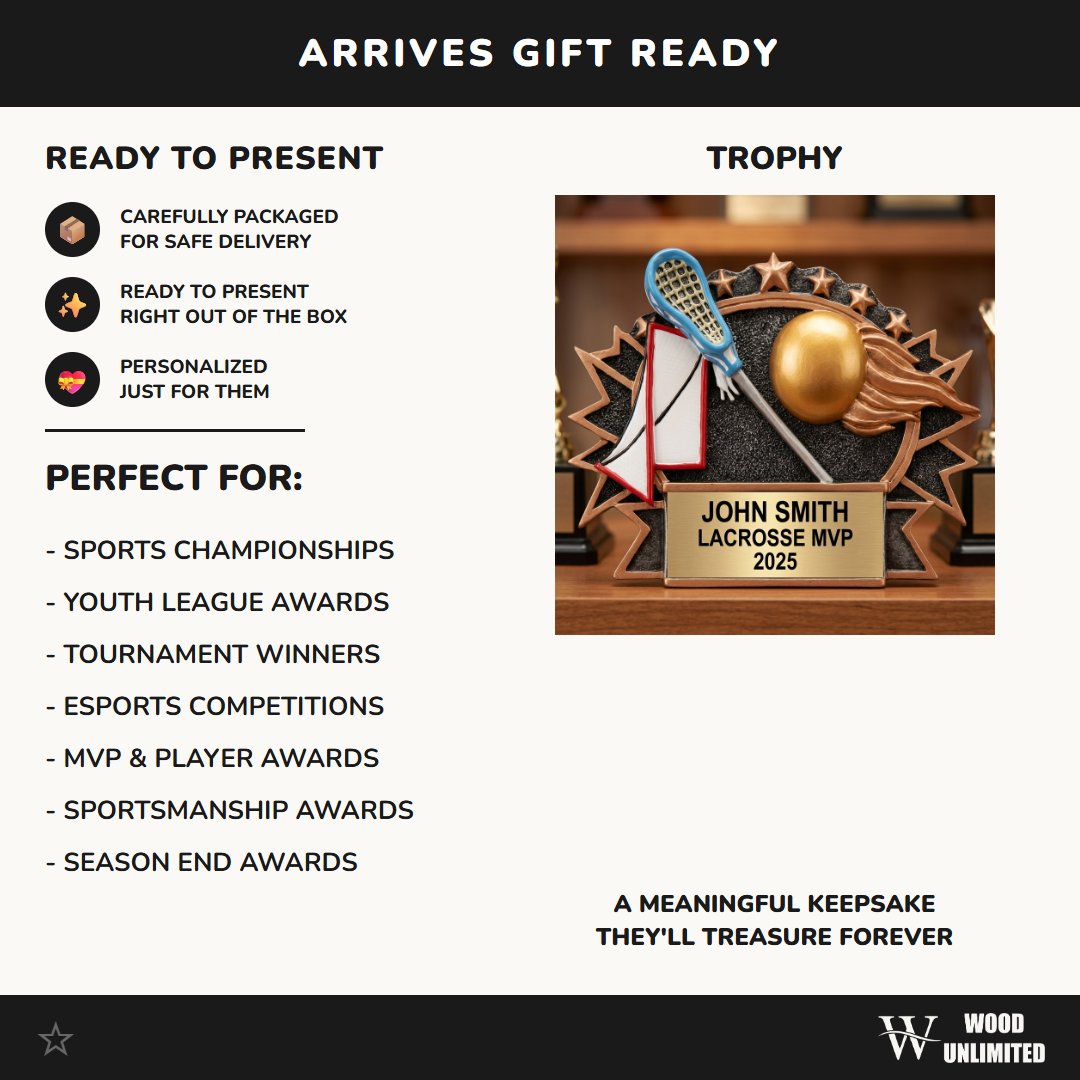 Lacrosse Award - Personalized Lacrosse Trophy - Custom Engraved Name Plate - Lacrosse Gifts