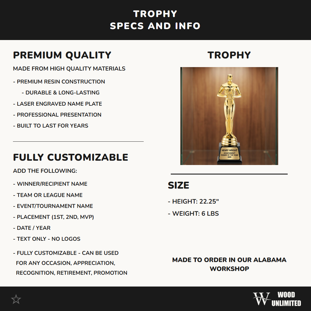 Personalized | Achievement Award | Custom Engraved | Personalized Trophy | Engraved Award | MVP Trophy | Employee Recognition