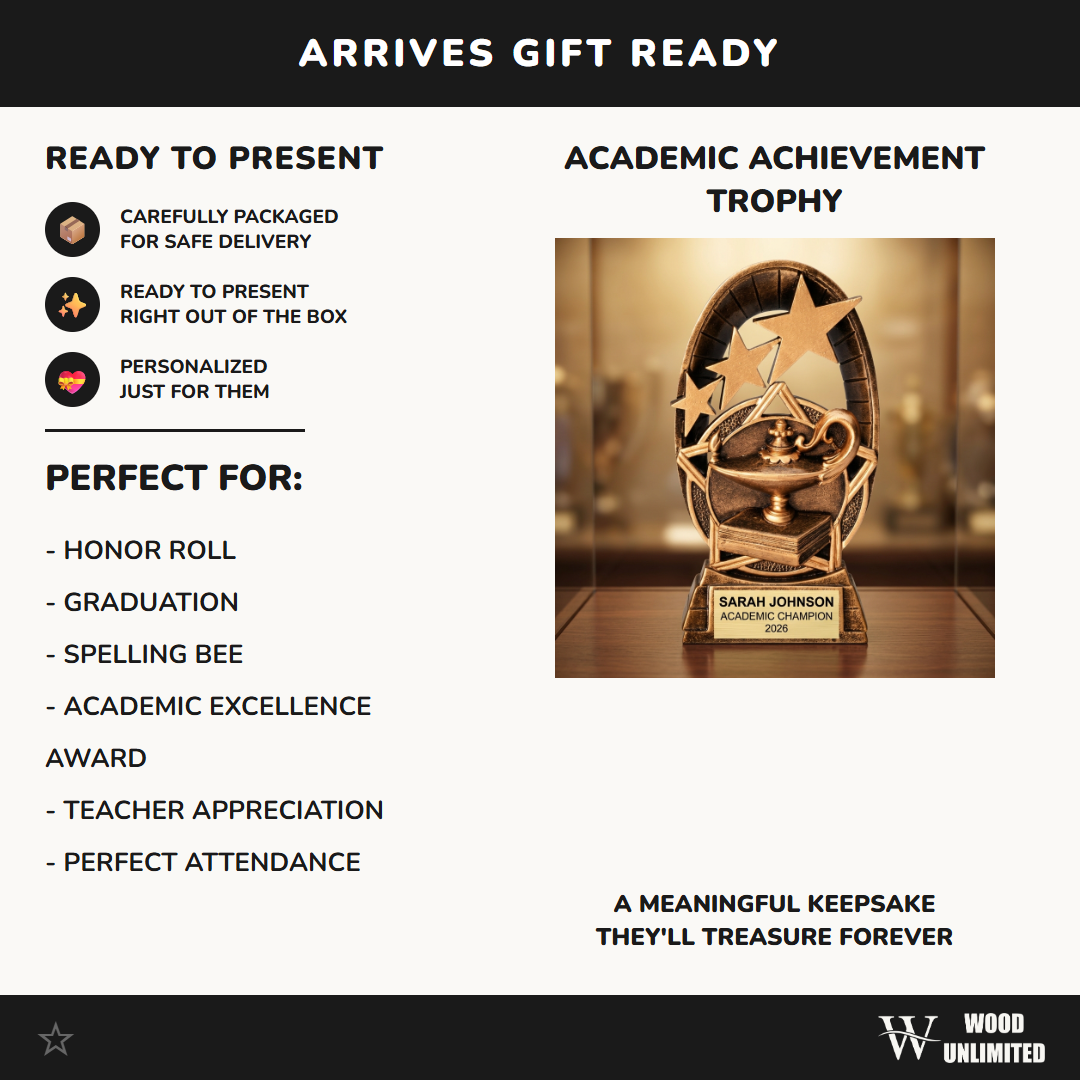 Personalized | Academic Award | Custom Engraved | Graduation | Scholar | Student | Teacher | Award | Trophy | Engraved | Knowledge