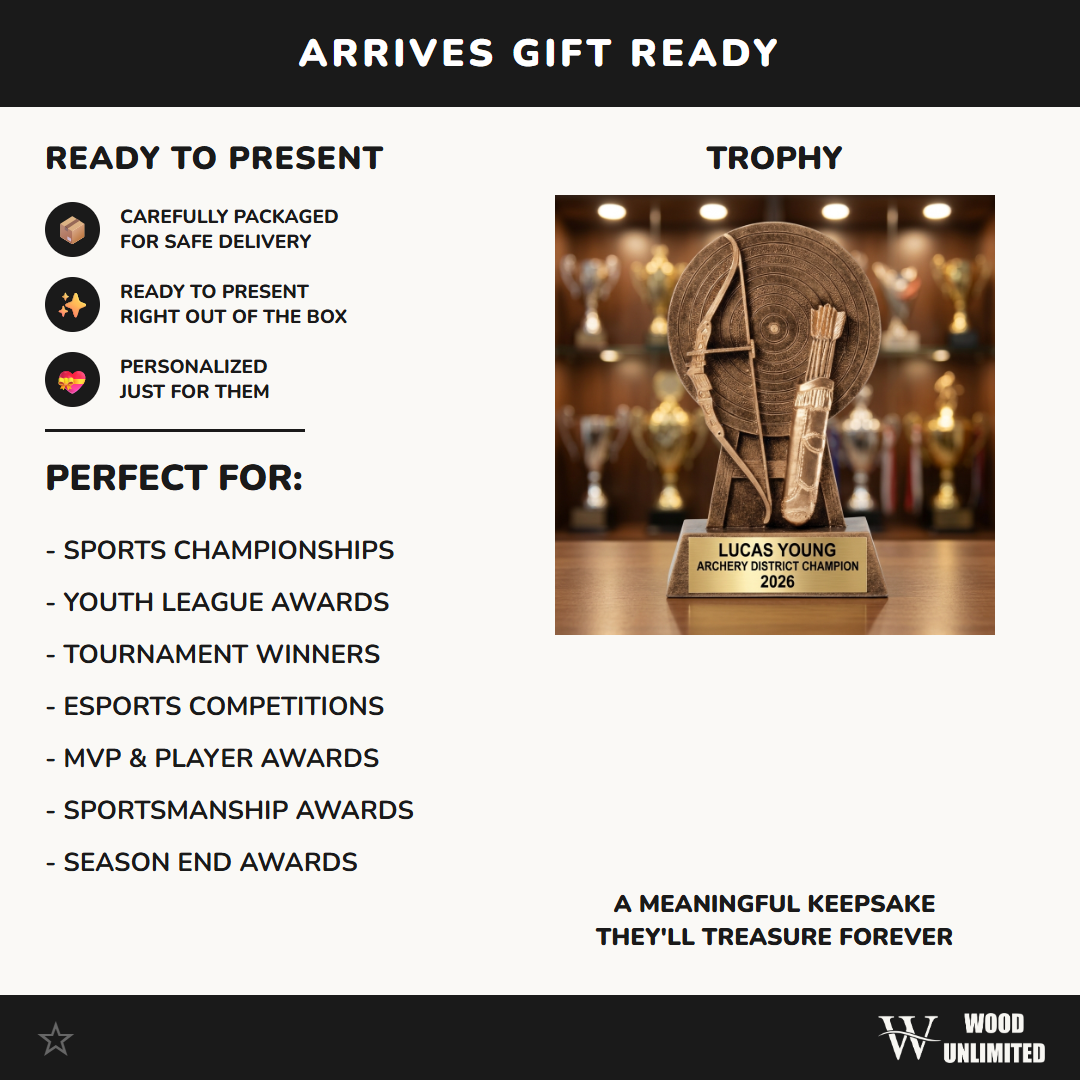 Archery Award Trophy | Personalized | Custom Engraved | 6" Resin | Tournament Champion | Bowhunter | Gift for Archer