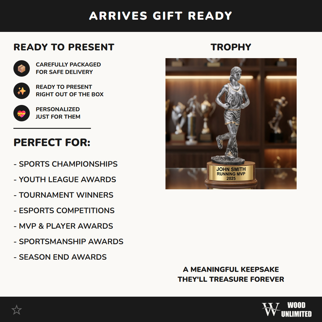 Running Trophy Award | Personalized Running Award | Custom Engraved | Female Runner | Running Gift | Engraved Award