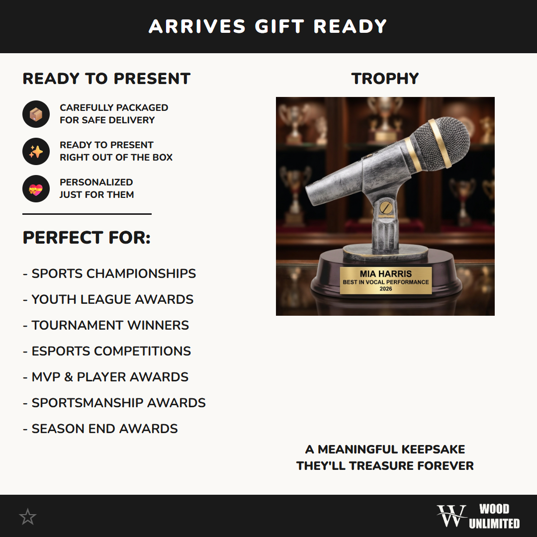 Broadcasting Award Trophy | Personalized | Custom Engraved | Radio Podcast Media Award | Microphone Trophy | Broadcaster Gift