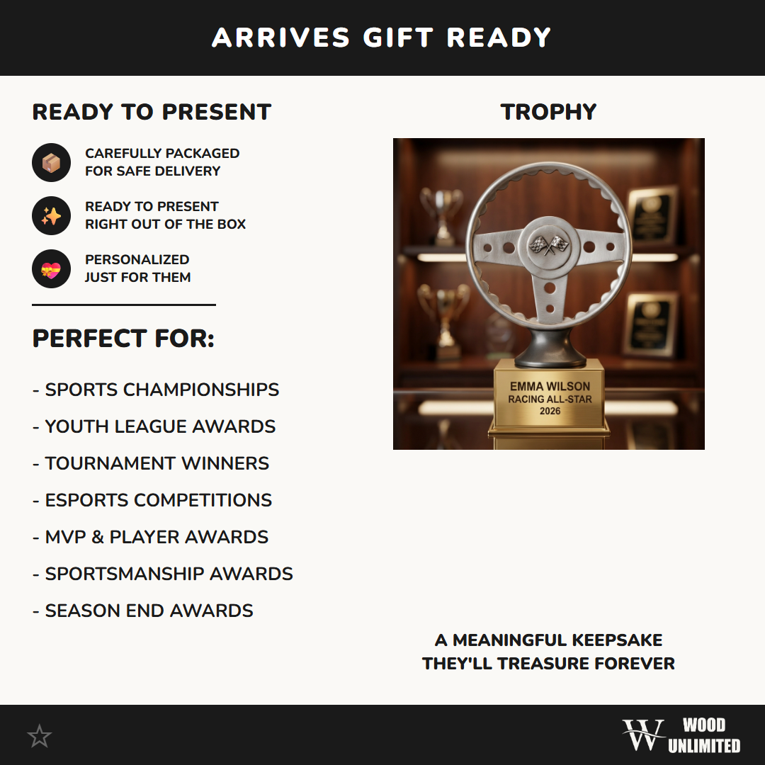 Personalized | Racing Award | Custom Engraved | Steering Wheel | Trophy | Custom | Engraved | Motorsports | Car | Award | Driver | Karting