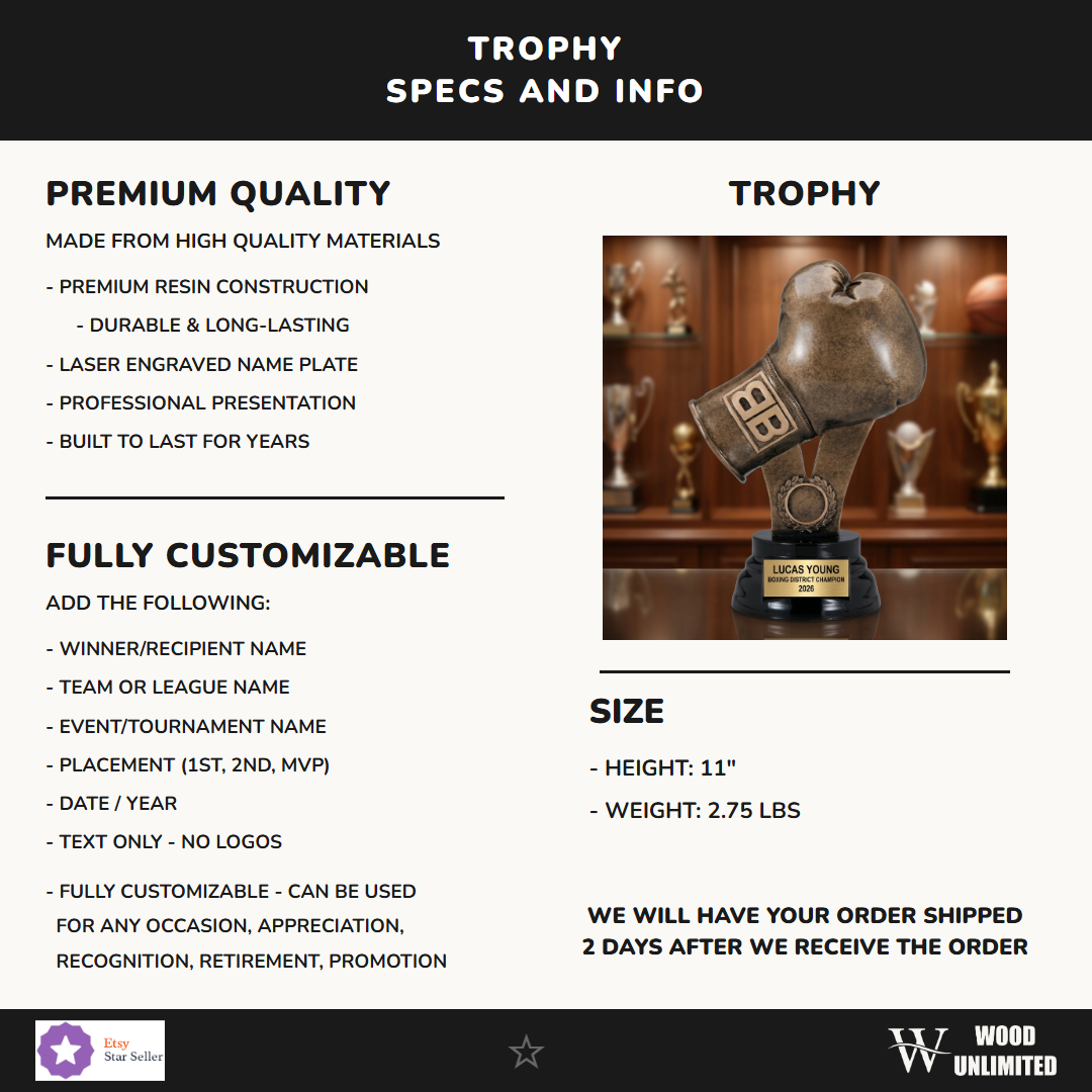 Specifications: 11" tall boxing award